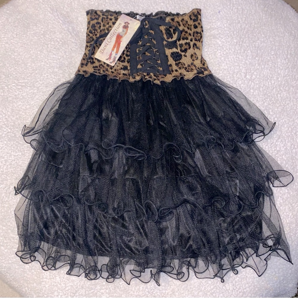 NWT Strapless cheetah and lace summer dress